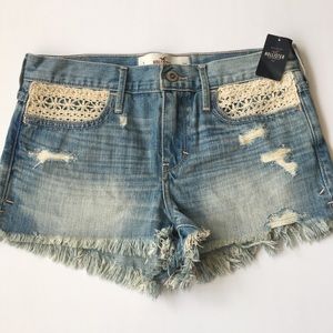 Hollister distressed high rise denim shorts new with tags.